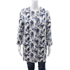 Don Caster Womens Basic Jacket Blue 3/4 Sleeve Floral Size XL